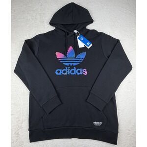 NWT-Adidas Originals Trefoil Pixel Hoodie Black Mens Large HC7112 Gradient Logo